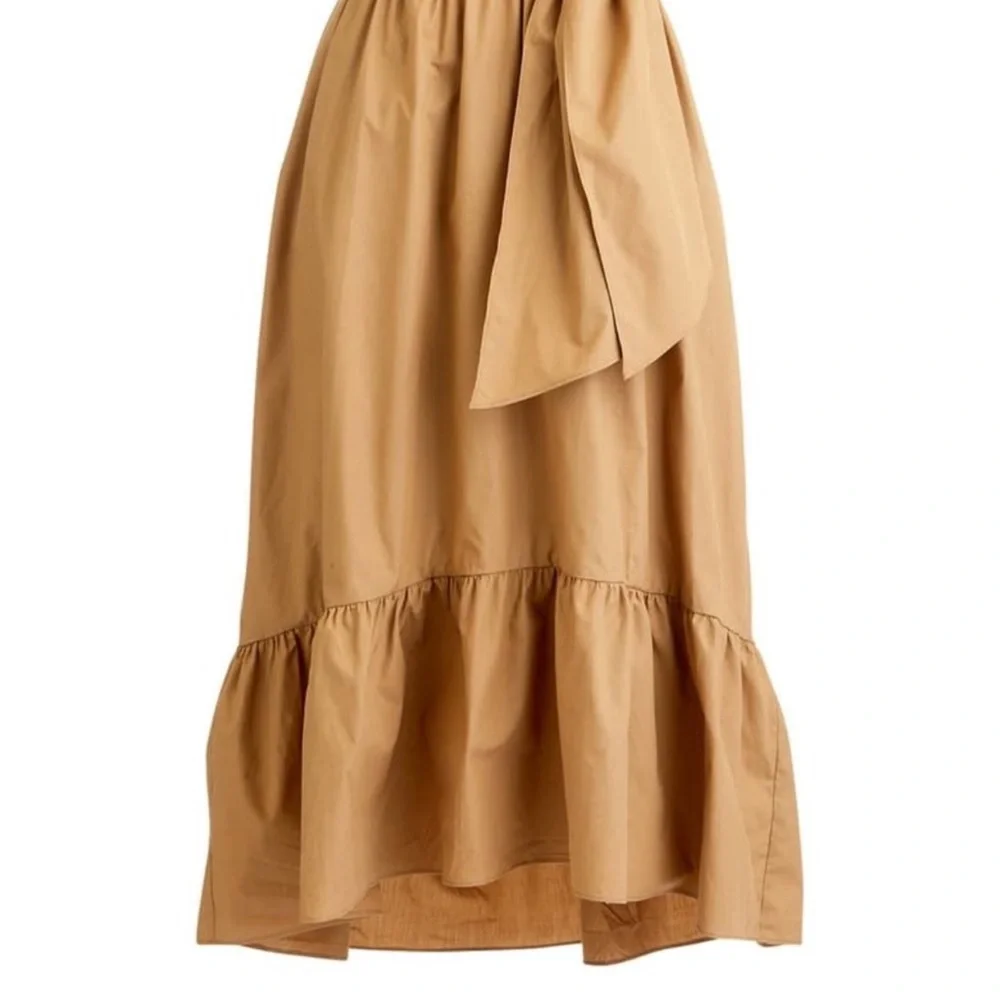 J. Crew Faux Wrap Cotton Poplin Dress In Camel - Picture 2 of 11